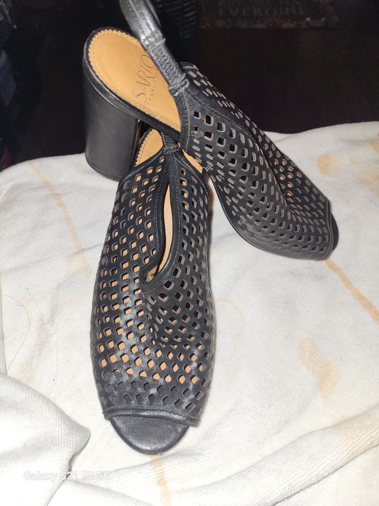 Franco Sarto Black Slingback Cut-Out Heels - Size 7.5