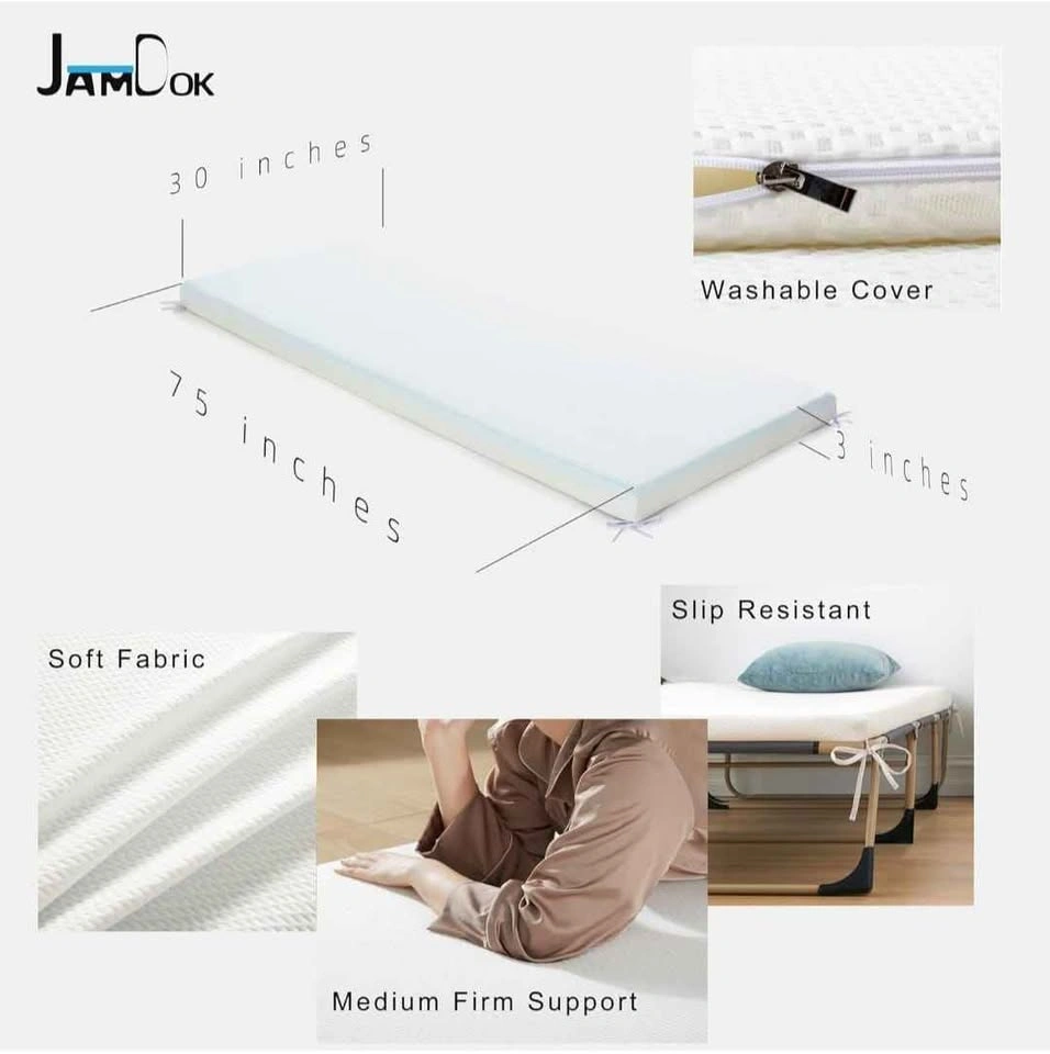 Cot Mattress Topper, Portable Memory Foam Sleep Mat, Roll Up Cam - photo 4