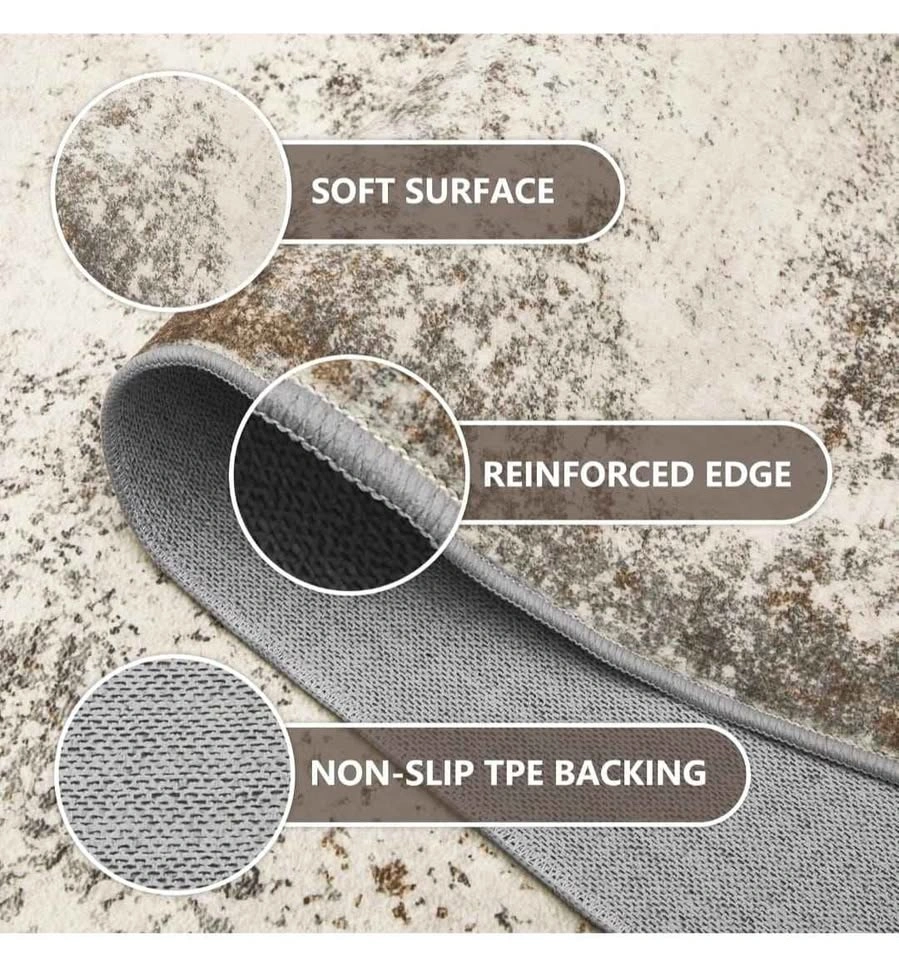 8x10 ft Brown Grey Area Rugs - Machine Washable - photo 5