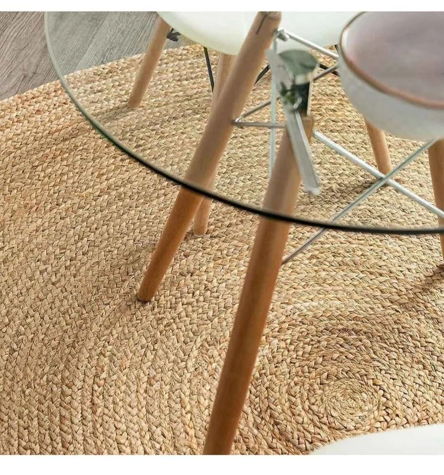 Jute Area Rug 10ft Round Boho Handwoven Rustic Vintage - photo 2