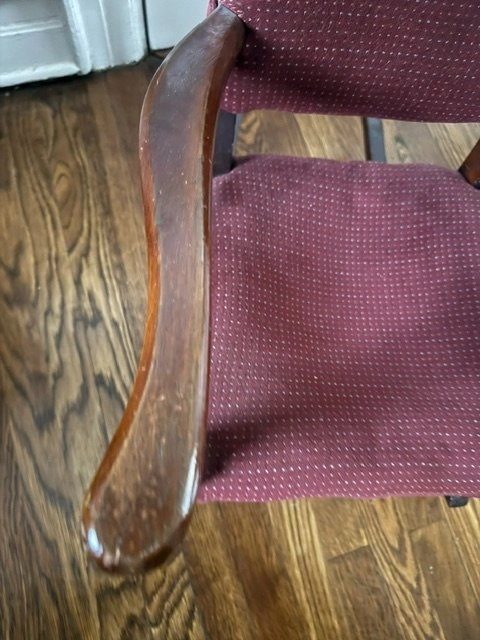 Vintage 1940's Child's Upholstered Wood Rocking Chair - photo 2