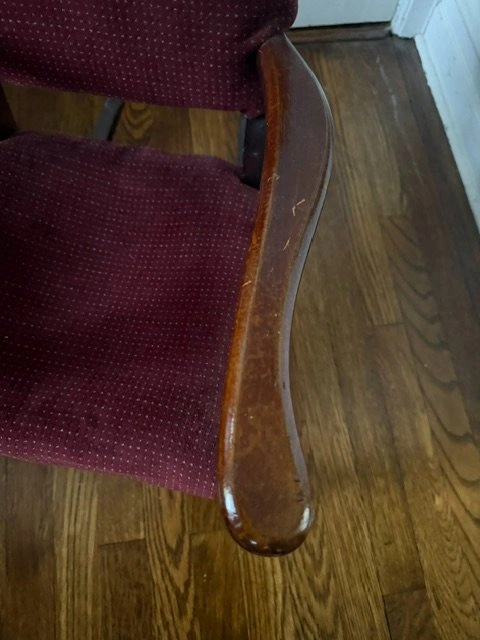 Vintage 1940's Child's Upholstered Wood Rocking Chair - photo 3