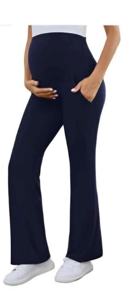 Comfy Navy Maternity Bootcut Pants sz lrg sku 0229