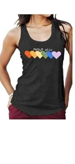 Proud Ally Rainbow Hearts Tank Top Grey Size L