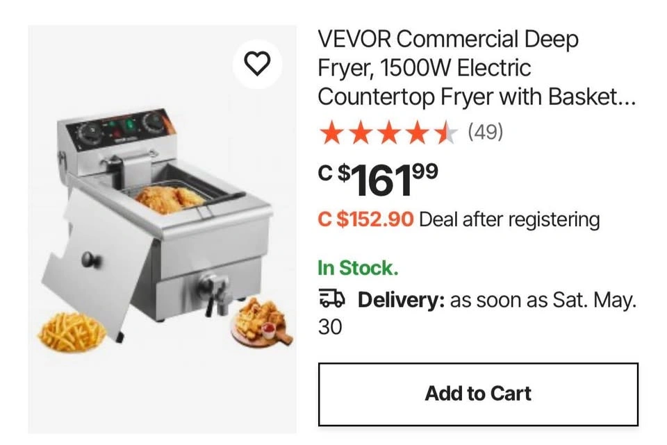 VEVOR Electric Deep Fryer 11.6Qt 1500W - photo 4