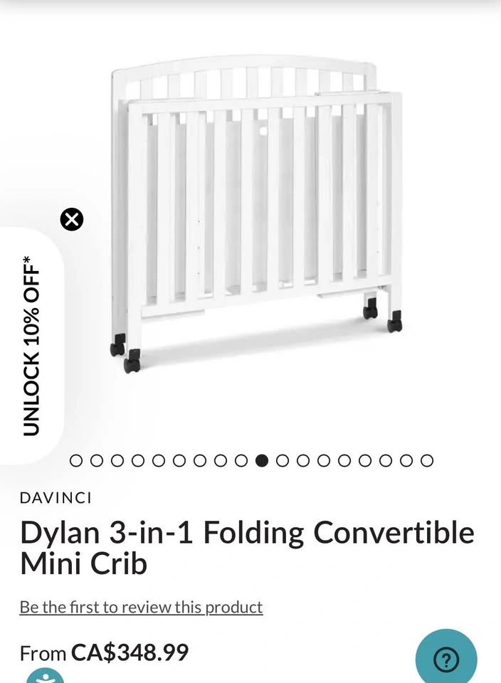DAVINCI Dylan 3-in-1 Folding Convertible Mini Crib with mattress - photo 3