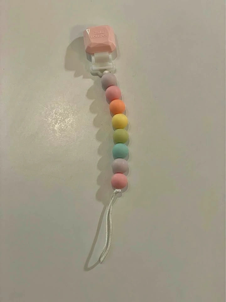 Loulou LOLLIPOP silicone bead rainbow pacifier clip