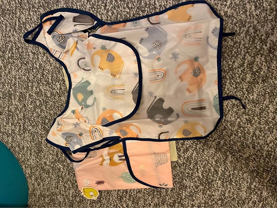 Baby Feeding Smocks Bibs 2-Pack Elephants Foxes