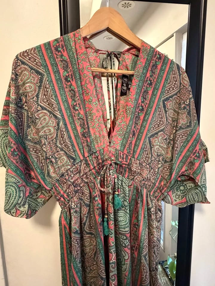 Boho Paisley Coral Green Maxi Dress - photo 2