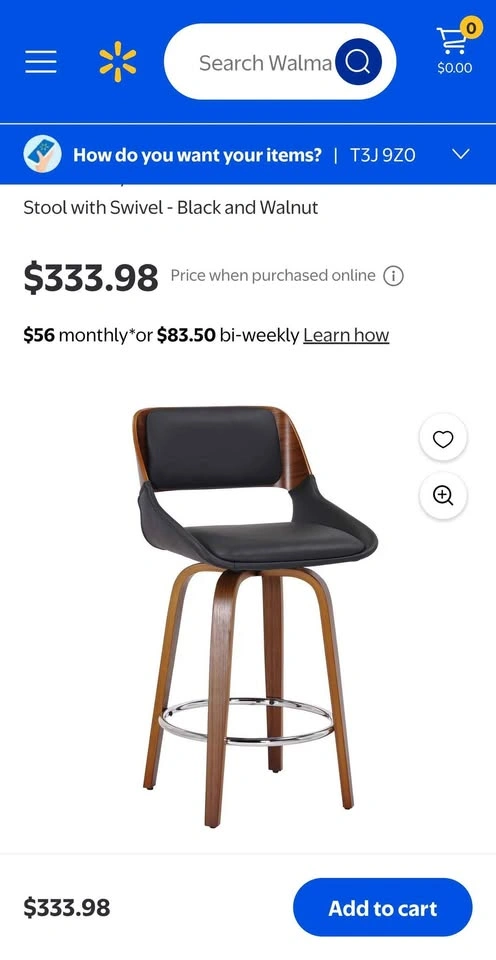 Walnut and faux leather swivel bar stool - photo 4