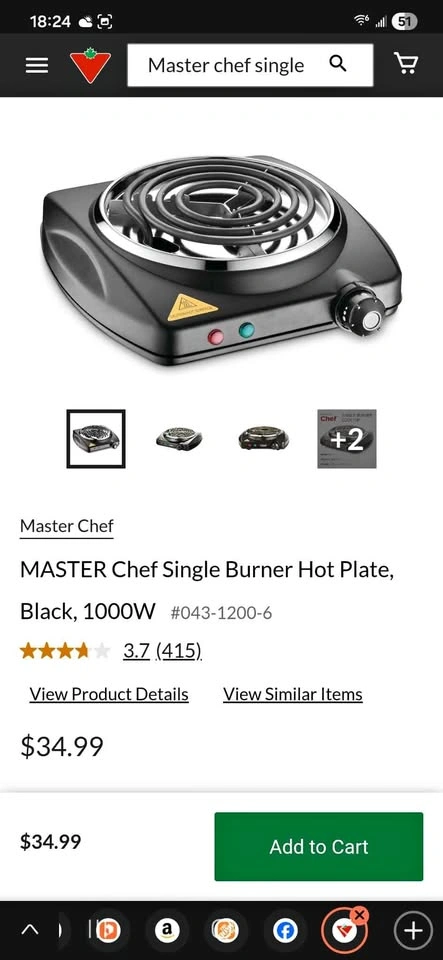 Master Chef Single Plate Burner