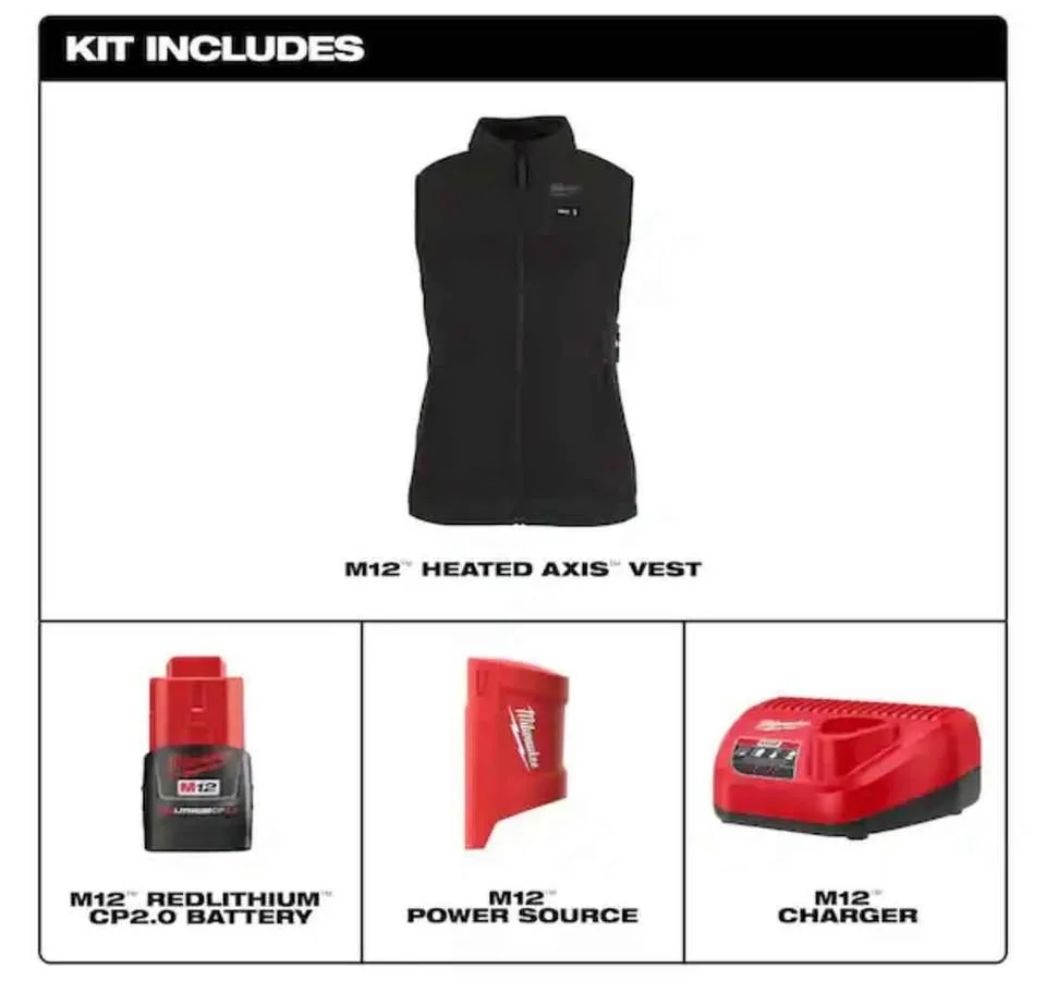 Milwaukee Womens medium M12 Cordless Axis grey Heated Vest Kit image indicator(8)