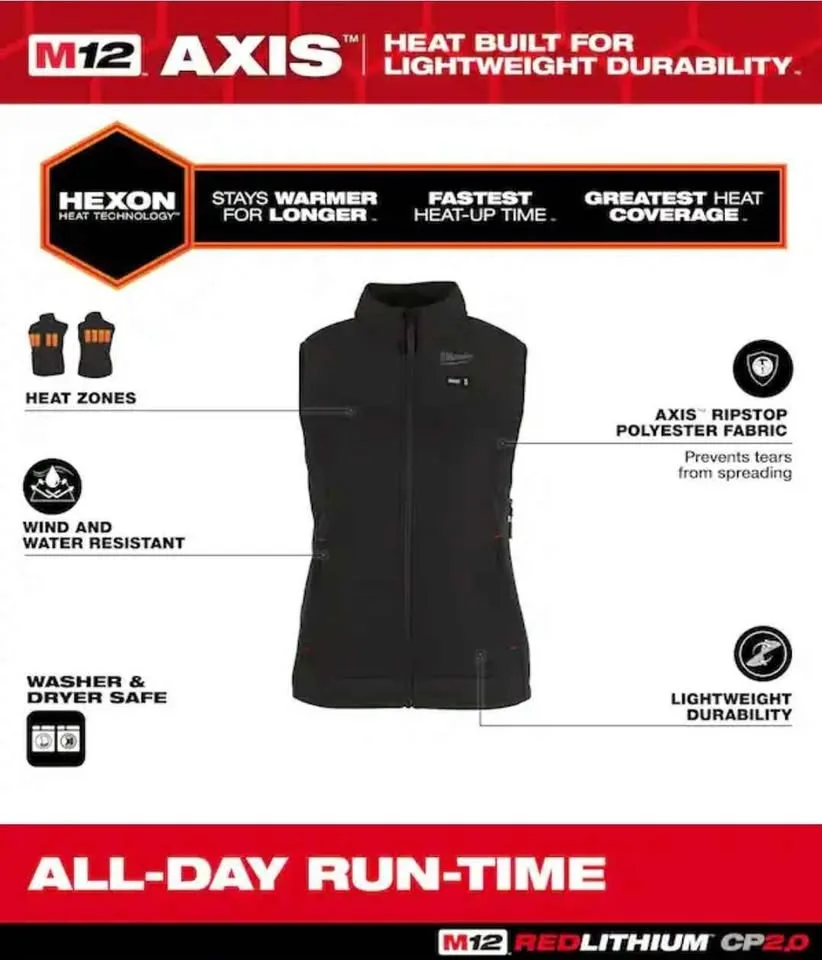 Milwaukee Womens medium M12 Cordless Axis grey Heated Vest Kit image indicator(9)