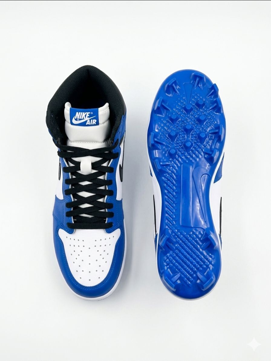 Blue & White Jordan 1 Baseball Cleats Size 8 - photo 5