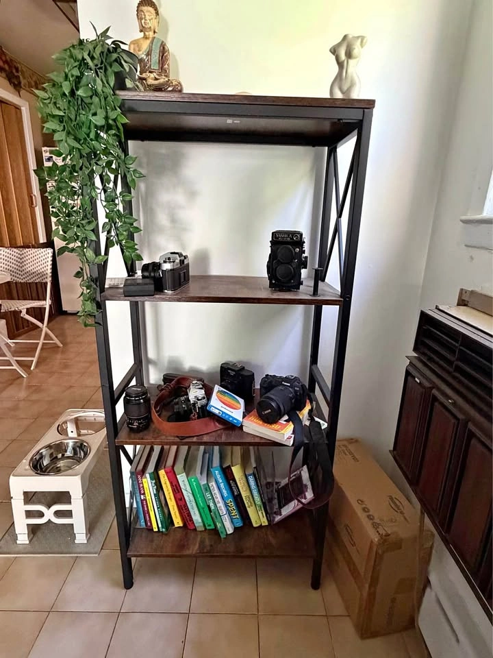 4-Tier Bookshelf with Metal Frame