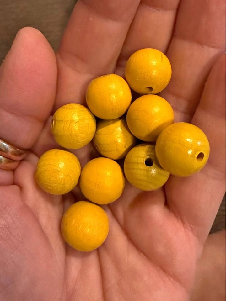 Lot of 100 - Yellow Wooden Beads