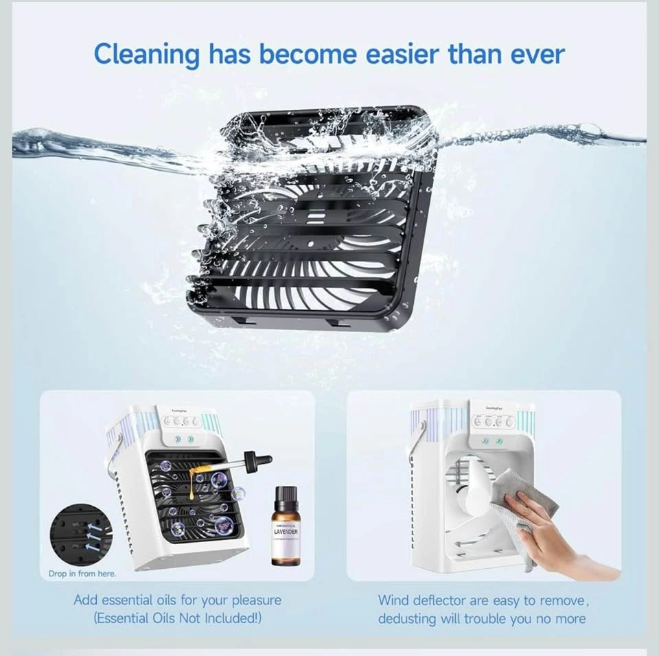 Portable Air Cooler Fan, 3 Speeds, 1200ml, White - photo 2