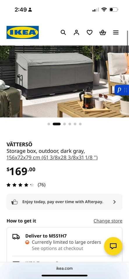 Ikea VÄTTERSÖ Outdoor Storage Box - Dark Gray - photo 3