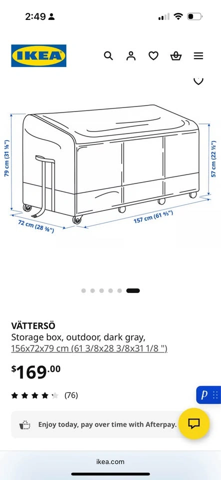 Ikea VÄTTERSÖ Outdoor Storage Box - Dark Gray - photo 4