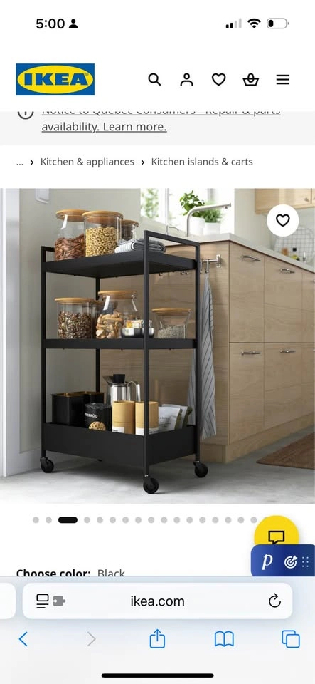 Ikea NISSAFORS trolley, Utility cart, black - photo 3