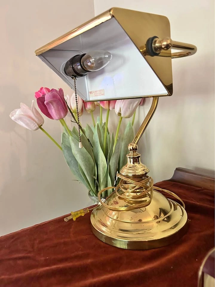 Vintage Brass Desk Lamp - Banker's Lamp / Piano Light