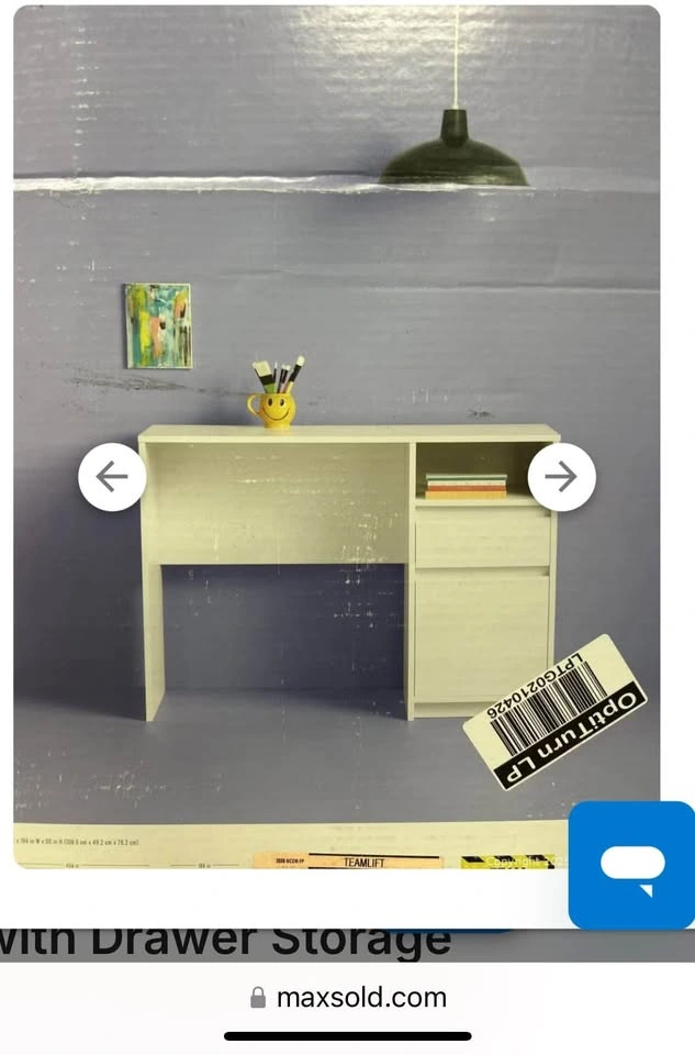 New in Box White Wood Desk with Drawer Storage - photo 2