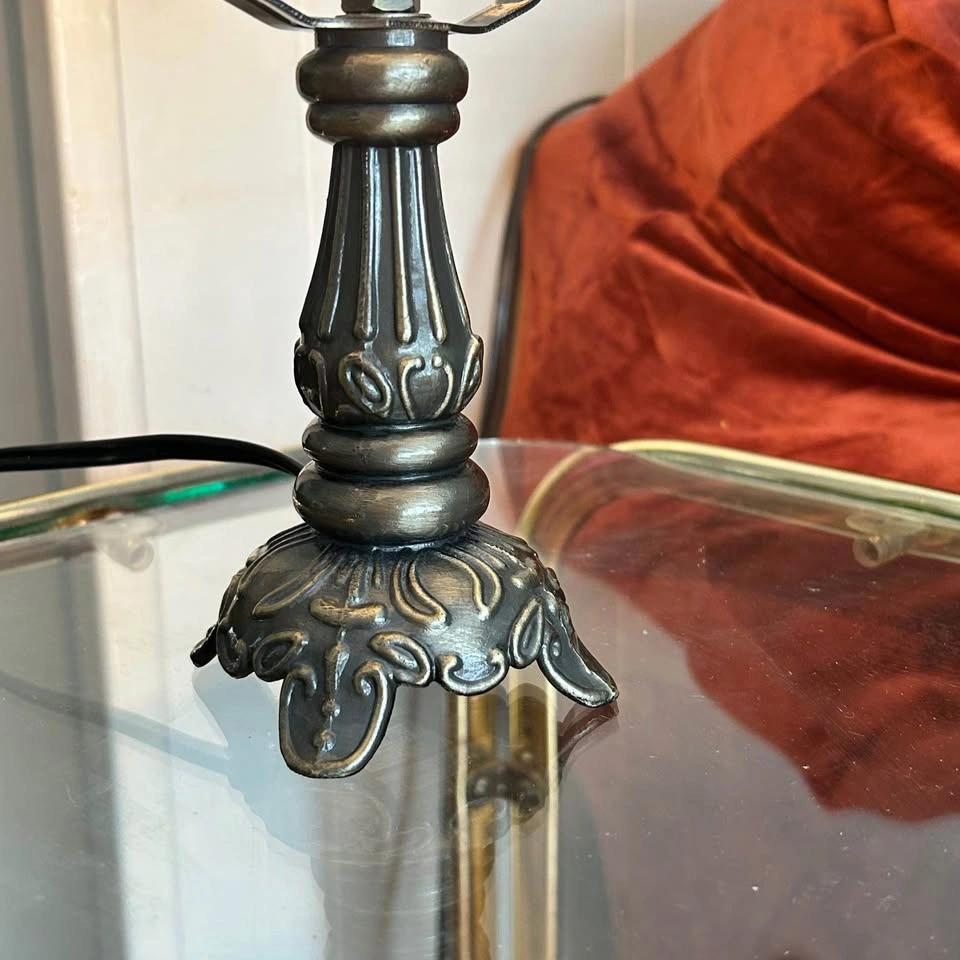 Vintage Table Lamp with Fluted Glass Shade - photo 2