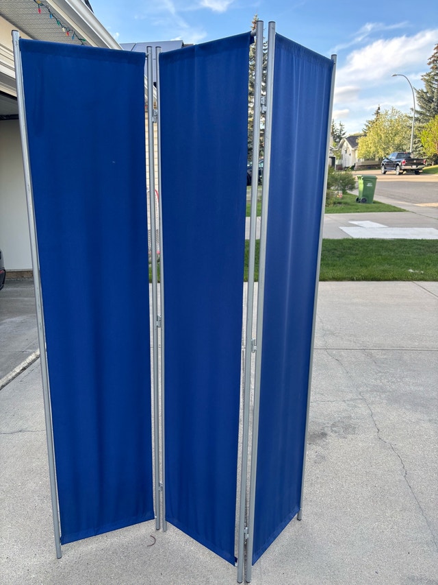 Blue 3-panel Room Divider Privacy Screen