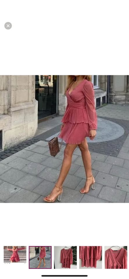 Zara Pink Ruffled Dotted Mesh Dress - XS - photo 2