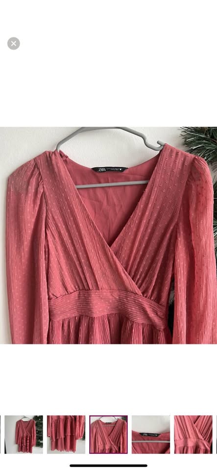 Zara Pink Ruffled Dotted Mesh Dress - XS - photo 5