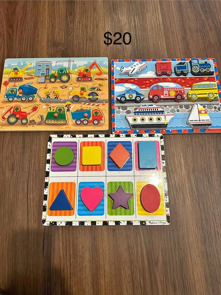 Wooden Puzzles for Toddlers - Shapes, Vehicles, Trucks