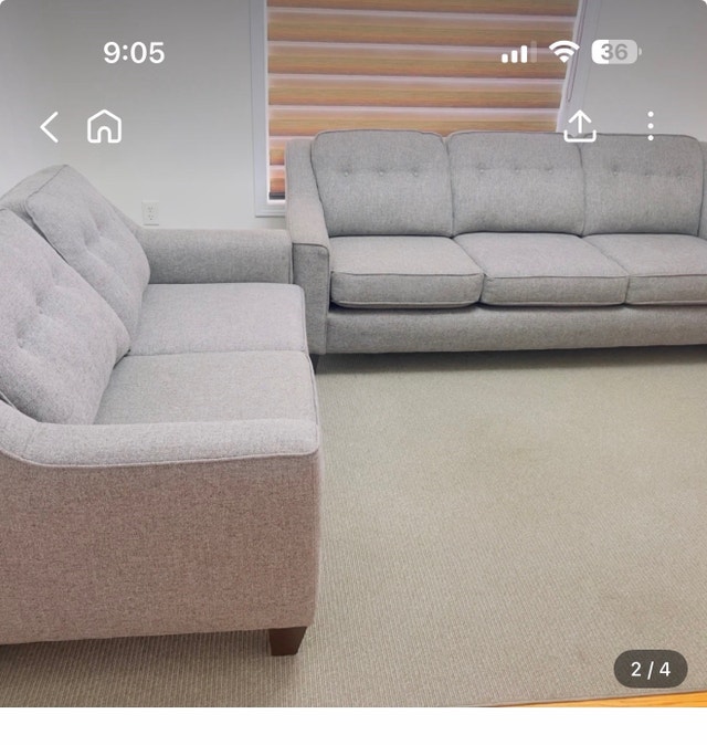 Modern Grey Sofa Set + Coffee Tables - photo 2