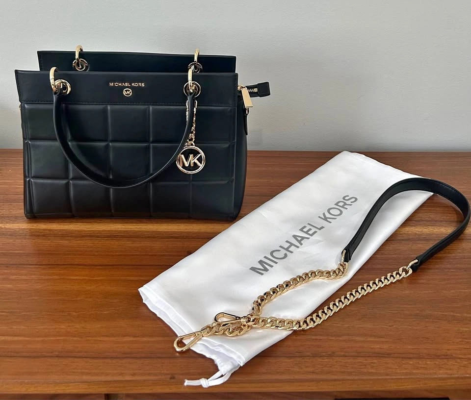 Michael Kors Susan Quilted Leather Tote – Black/Gold