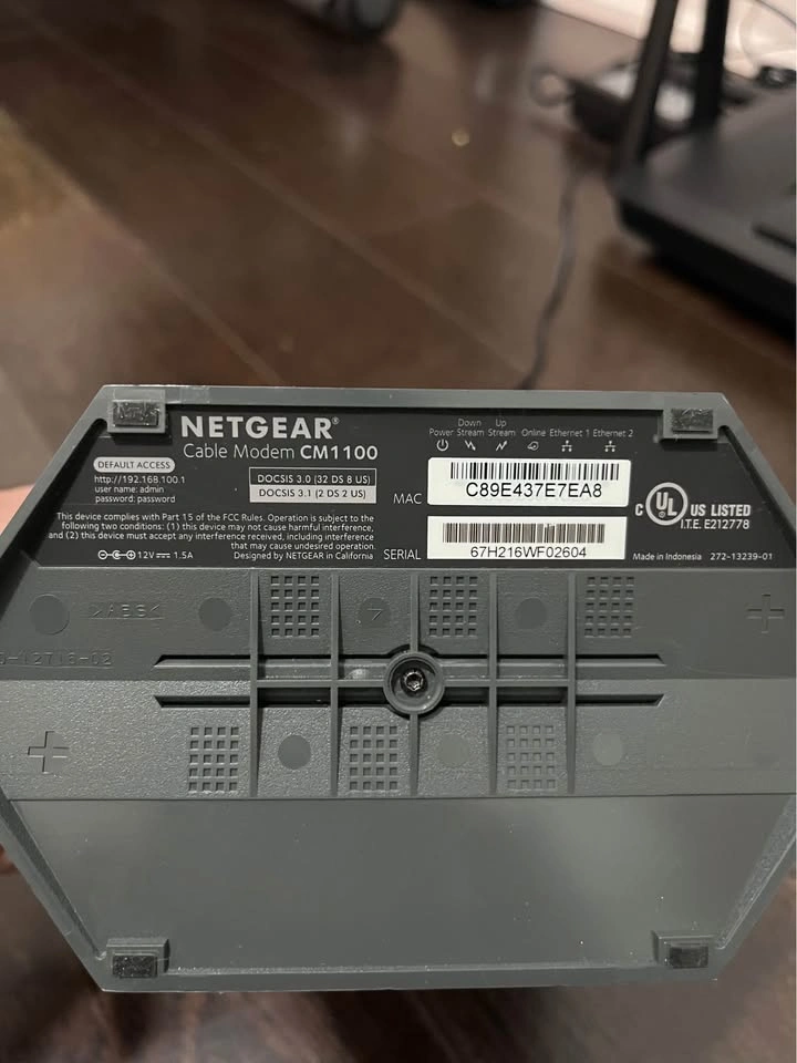 Netgear CM1100 Modem & Linksys EA9500 WiFi Router - photo 3