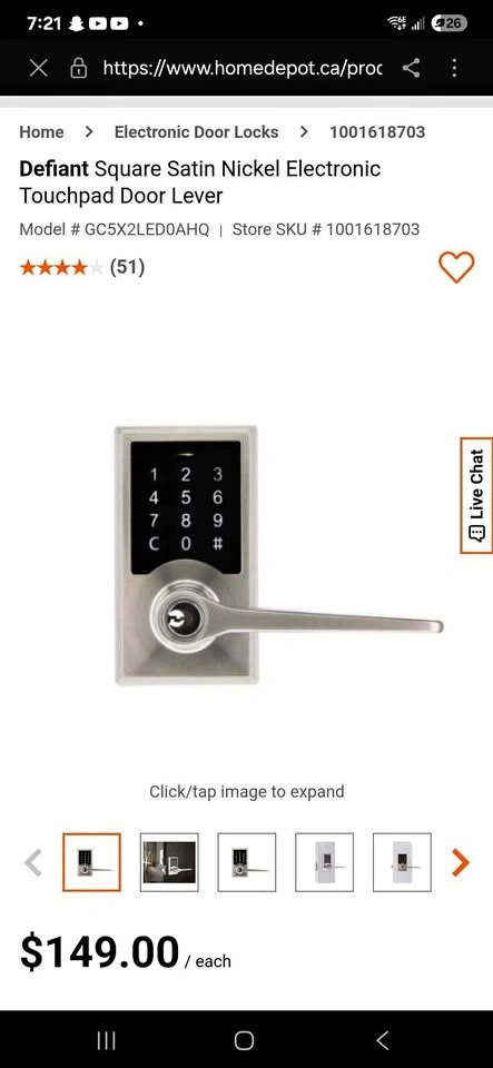 BNIB Defiant TouchPad Lever Lock