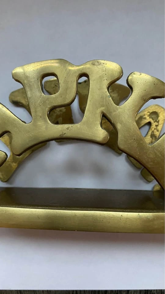 Vintage Brass "NAPKIN" Holder / Mid-Century Modern Napkin Rack - photo 2