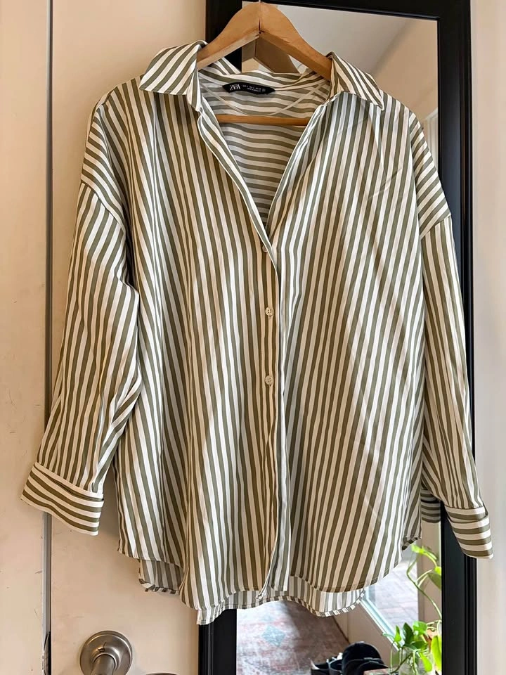 Zara Striped Button-Down Shirt - Large