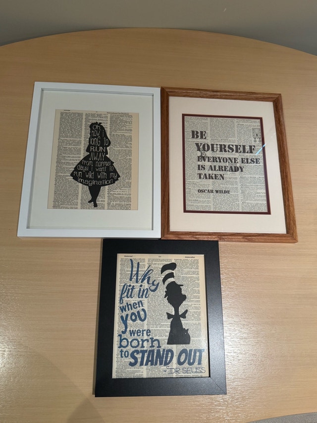Set of 3 Framed Art Prints - Dictionary Pages