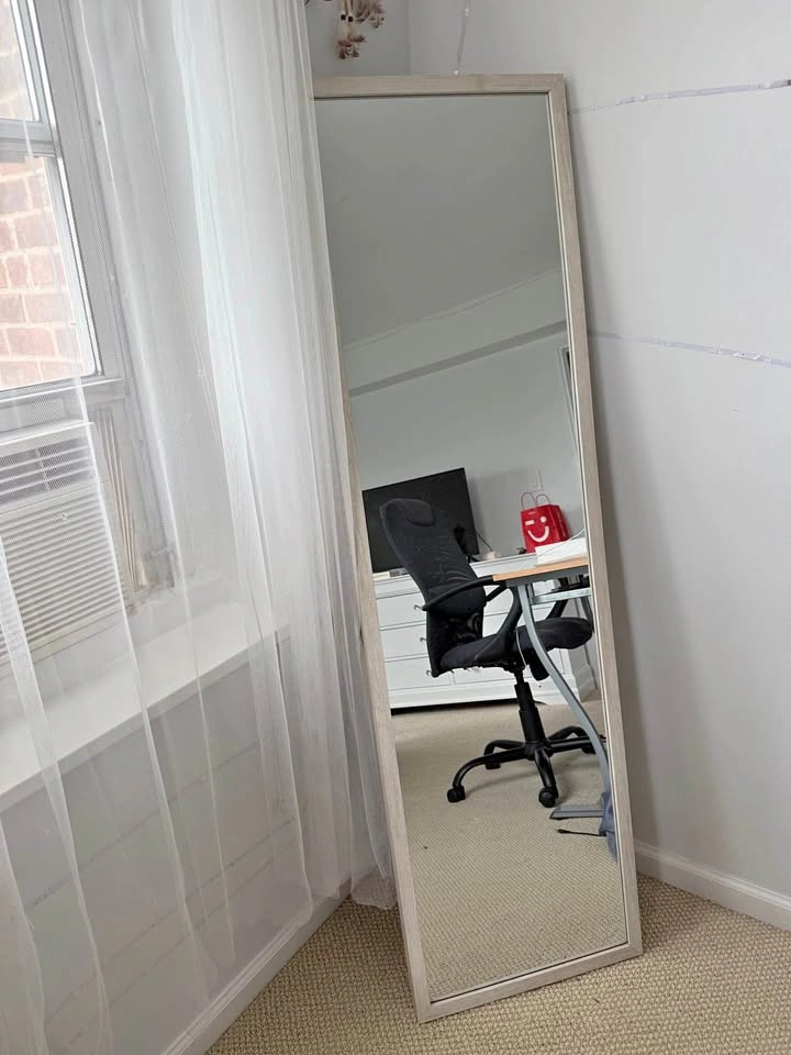 Full Length Floor Mirror with Wood Frame