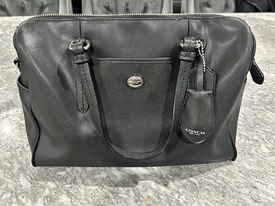 Coach Black Leather Satchel Crossbody Bag