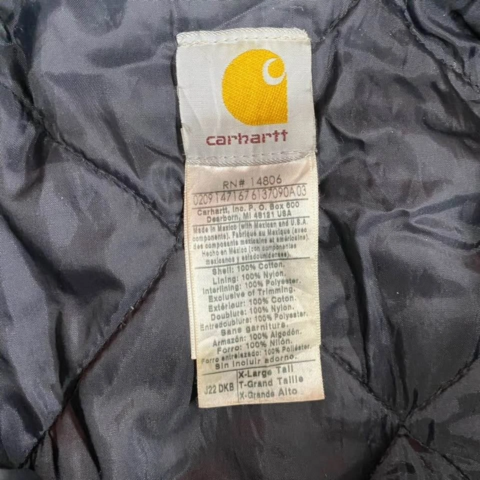 Vintage Carhartt J22 DKB Duck Active Hooded Work Jacket Brown Me - photo 2