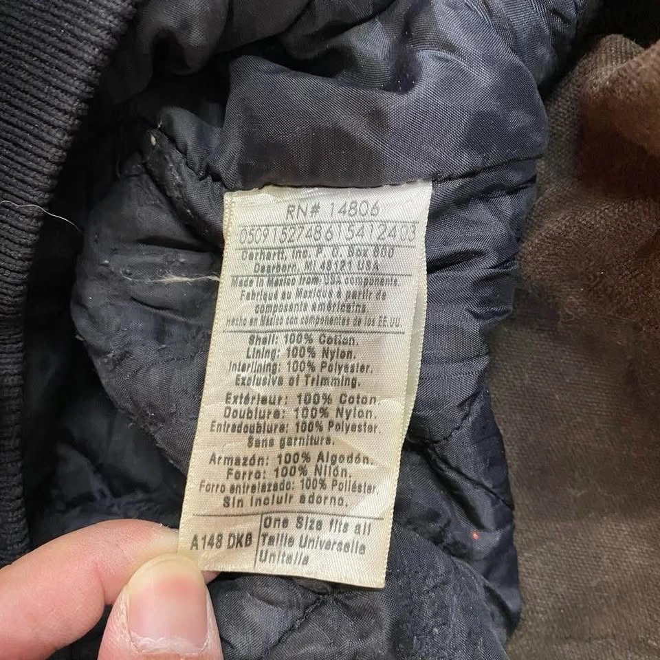 Vintage Carhartt J22 DKB Duck Active Hooded Work Jacket Brown Me - photo 4
