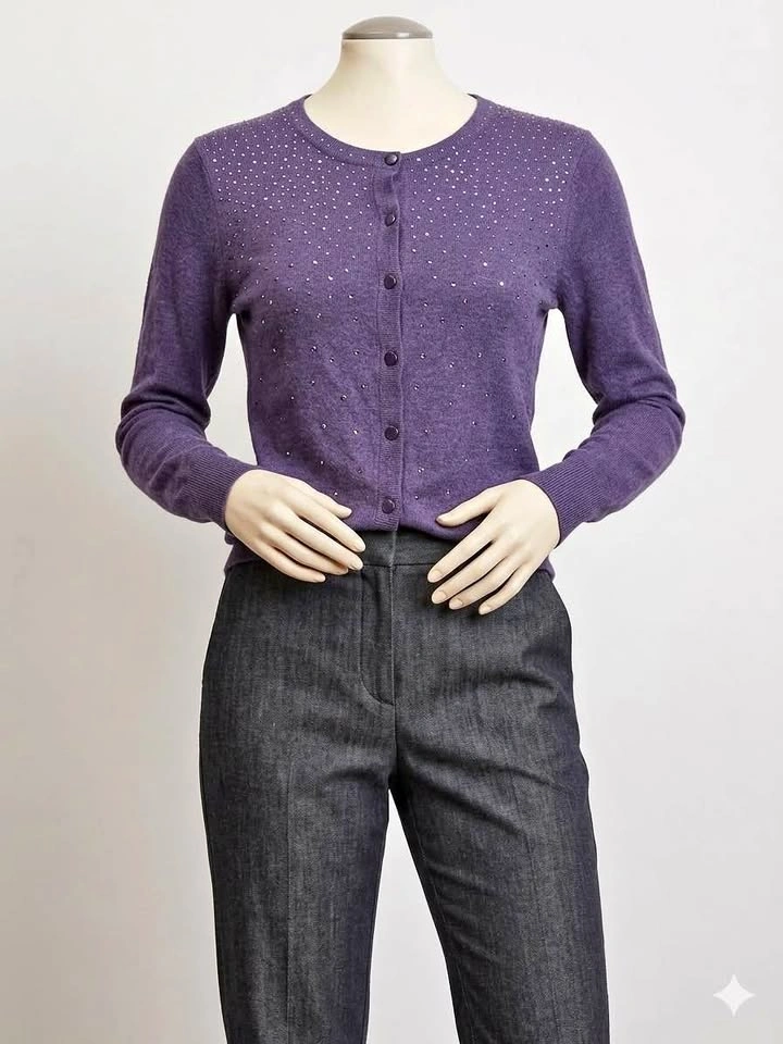 Merona Purple Rhinestone Cardigan Sweater - Medium