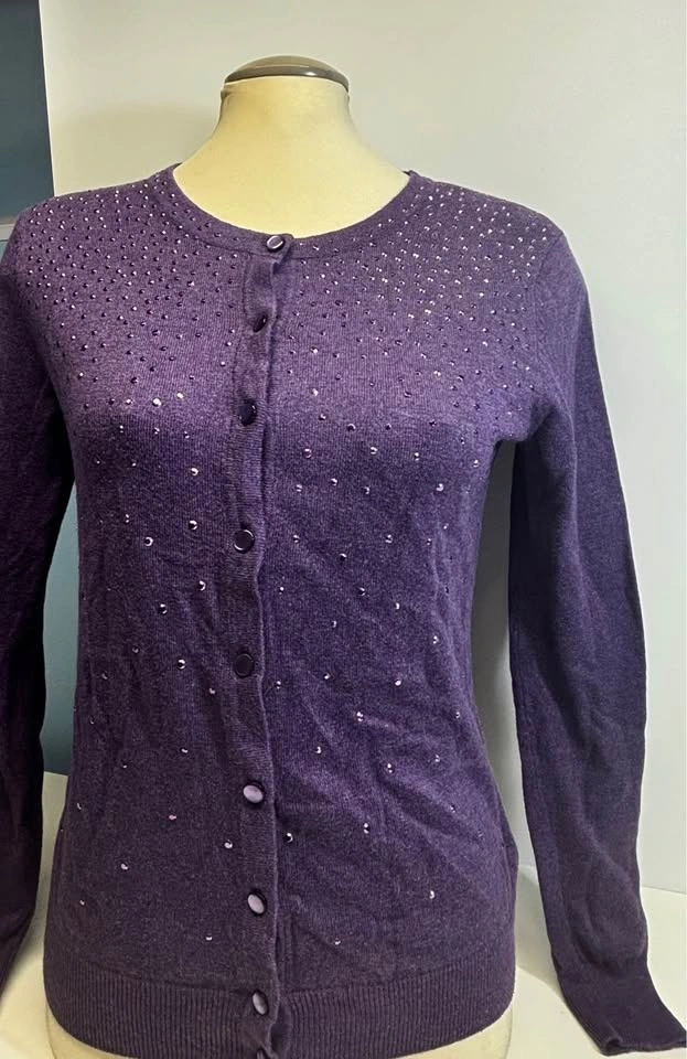 Merona Purple Rhinestone Cardigan Sweater - Medium - photo 4
