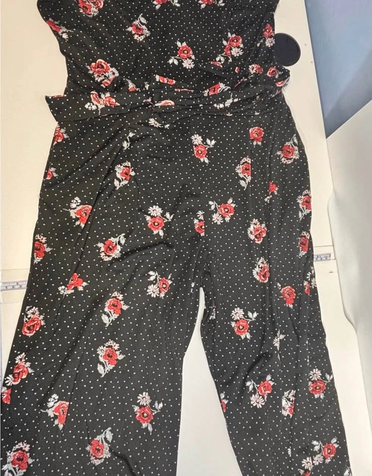 INC International Concepts Black Floral Polka Dot Wide Leg Jumps - photo 2