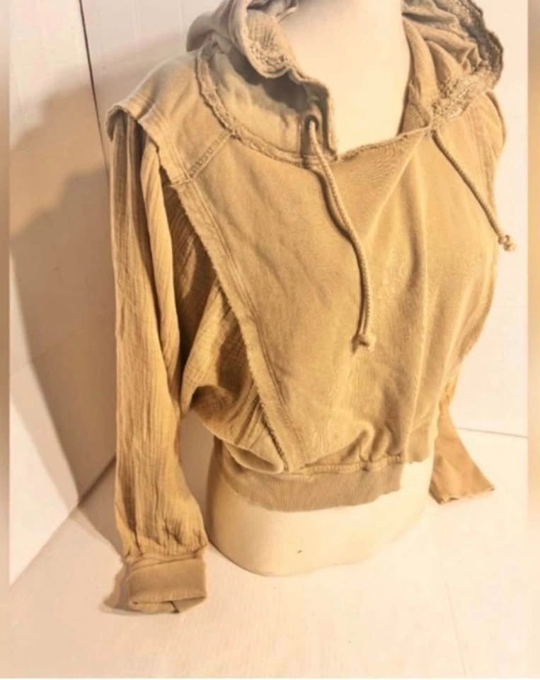 Free People Love Letter Cropped Hoodie - Nomadic Desert (XS) - photo 2