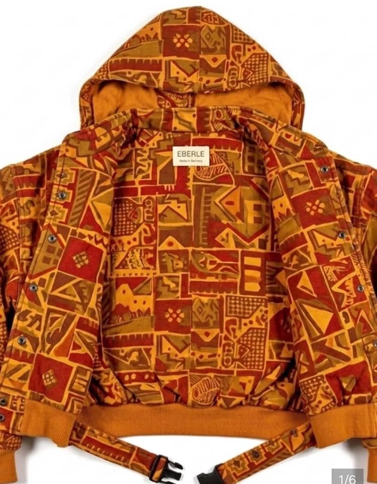 Vintage Eberle Germany Reversible Cropped Hooded Jacket Mustard