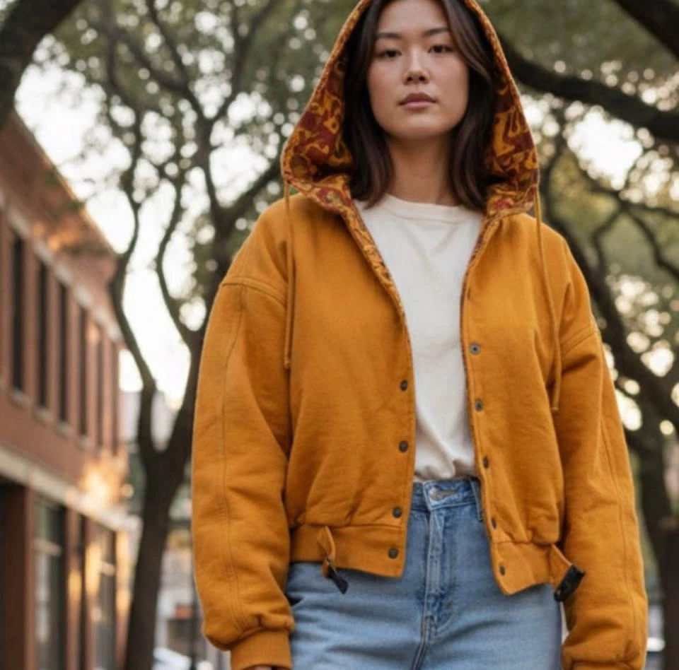 Vintage Eberle Germany Reversible Cropped Hooded Jacket Mustard - photo 4
