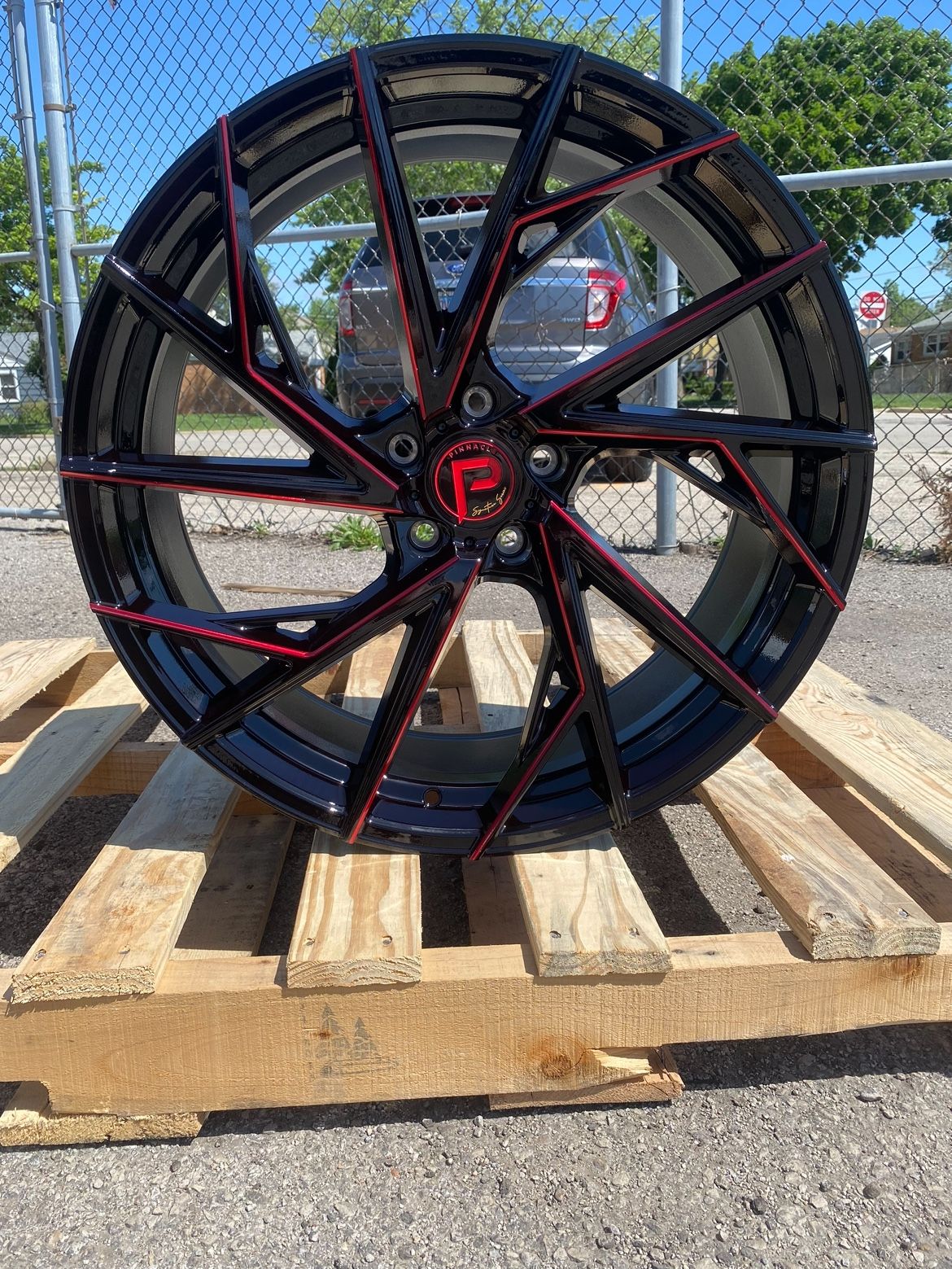22 Inch Black & Red Wheels