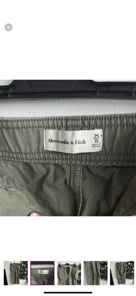 Abercrombie Olive Cargo Pants - size 25 / 0 - great condition! - photo 2